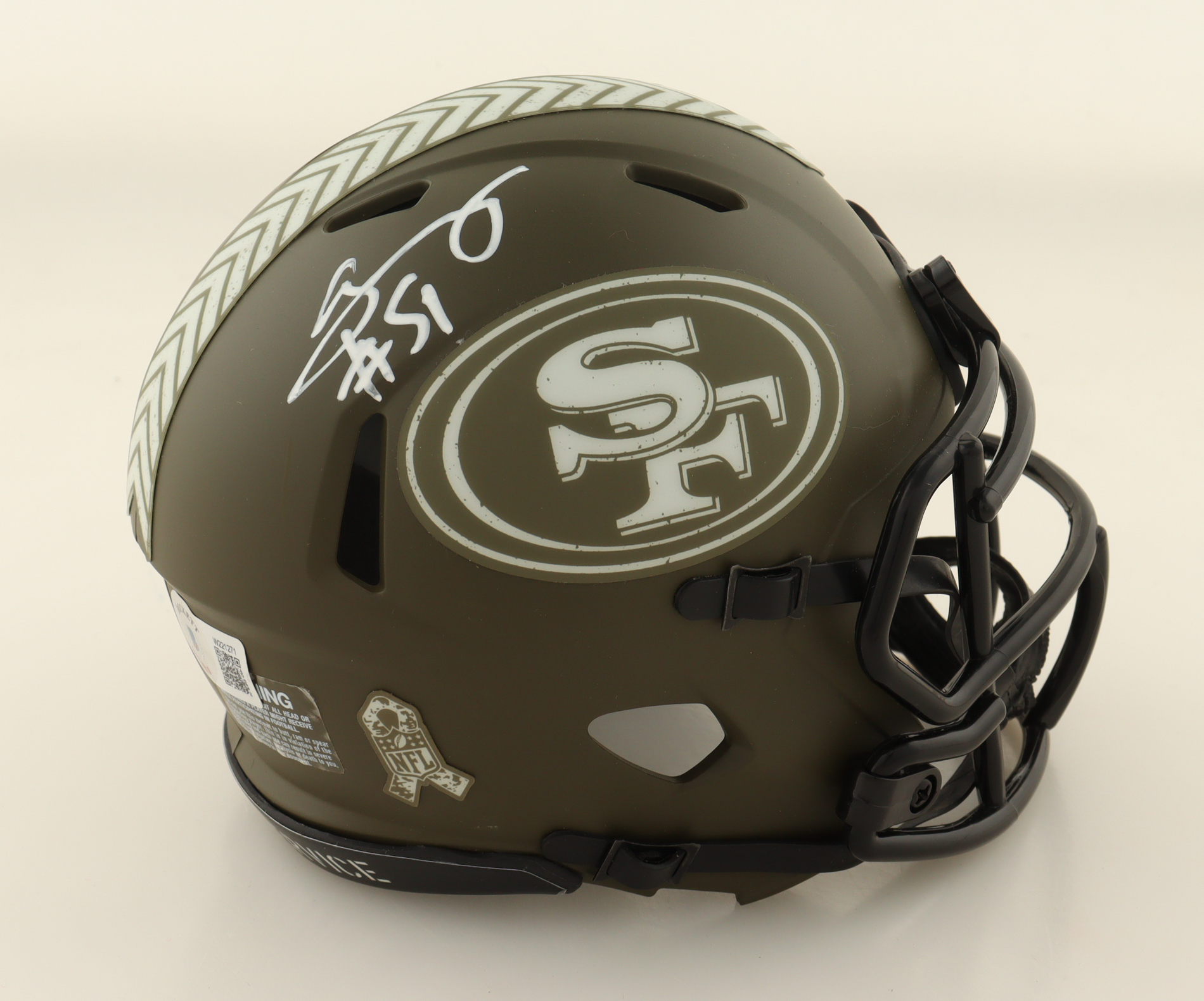 Azeez Al-Shaair Signed 49ers Salute To Service Alternate Speed Mini Helmet (Beckett) at PristineAuction.com Azeez Al-Shaair Signed 49ers Salute To Service Alternate Speed Mini Helmet (Beckett) at PristineAuction.com