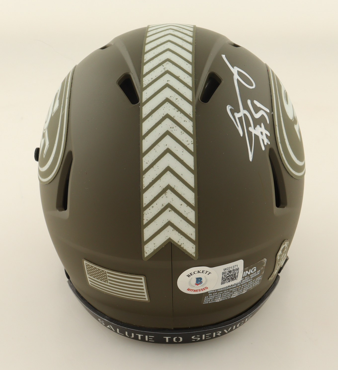 Azeez Al-Shaair Signed 49ers Salute To Service Alternate Speed Mini Helmet (Beckett) at PristineAuction.com Azeez Al-Shaair Signed 49ers Salute To Service Alternate Speed Mini Helmet (Beckett) at PristineAuction.com