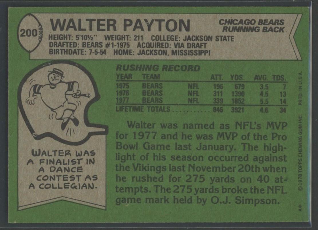 Walter Payton 1978 Topps #200 AP at PristineAuction.com Walter Payton 1978 Topps #200 AP at PristineAuction.com
