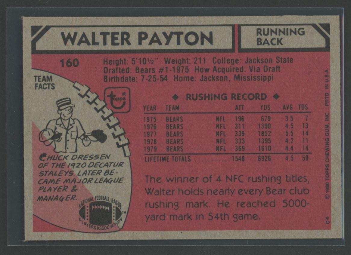 Walter Payton 1980 Topps #160 AP at PristineAuction.com Walter Payton 1980 Topps #160 AP at PristineAuction.com