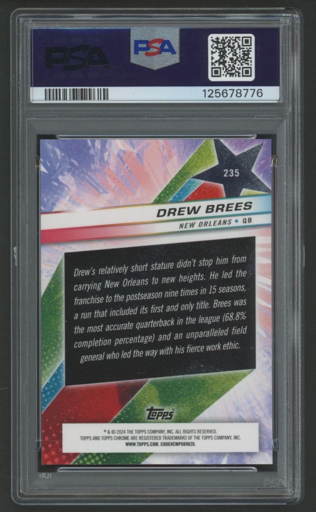 Drew Brees 2024 Topps Cosmic Chrome #235 (PSA 10) at PristineAuction.com Drew Brees 2024 Topps Cosmic Chrome #235 (PSA 10) at PristineAuction.com