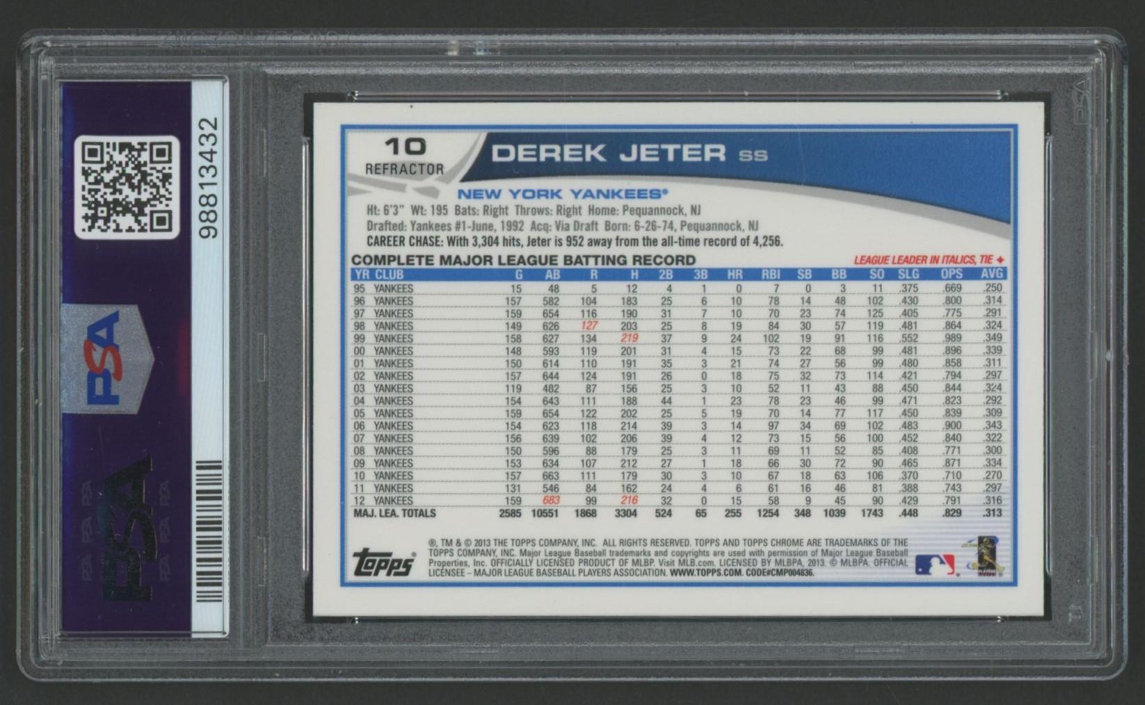 Derek Jeter 2013 Topps Chrome XFractor #10 (PSA 9) at PristineAuction.com Derek Jeter 2013 Topps Chrome XFractor #10 (PSA 9) at PristineAuction.com
