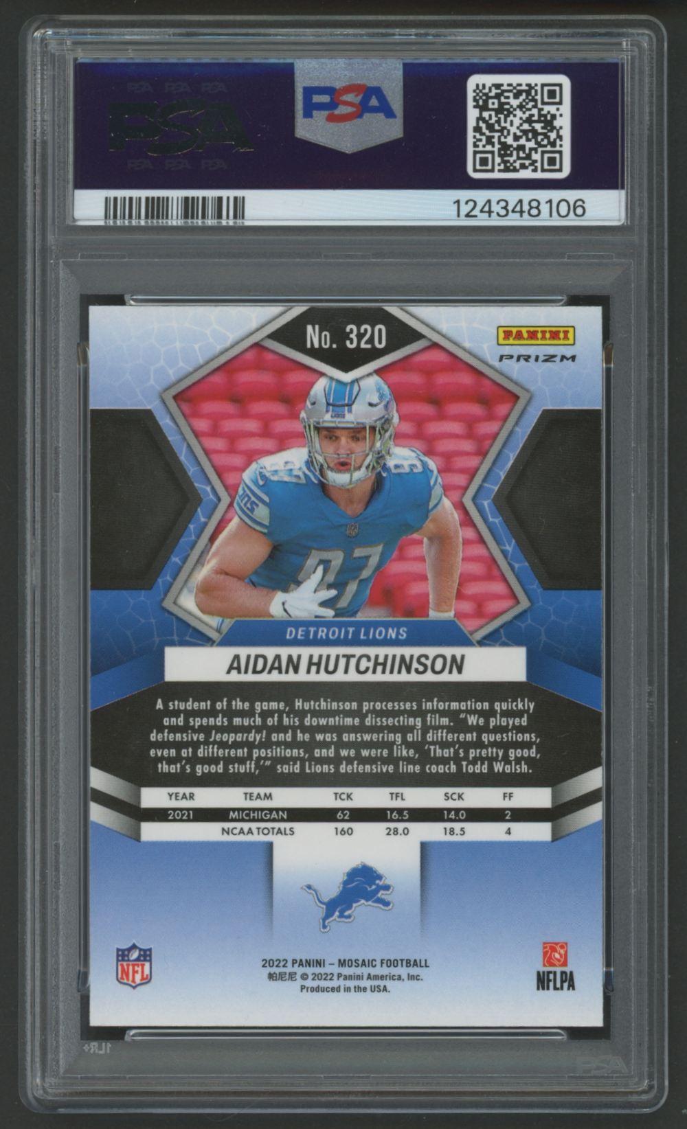 Aidan Hutchinson 2022 Mosaic Mosaic Green #320 RC (PSA 10) at PristineAuction.com Aidan Hutchinson 2022 Mosaic Mosaic Green #320 RC (PSA 10) at PristineAuction.com