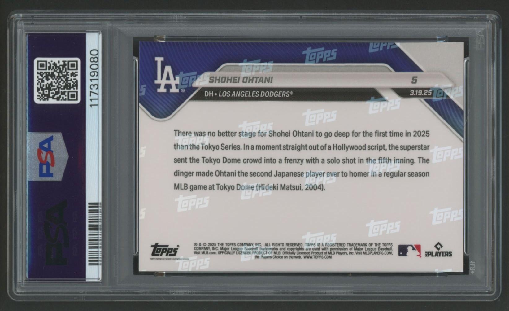 Shohei Ohtani 2025 Topps Now #5 (PSA 10) at PristineAuction.com Shohei Ohtani 2025 Topps Now #5 (PSA 10) at PristineAuction.com