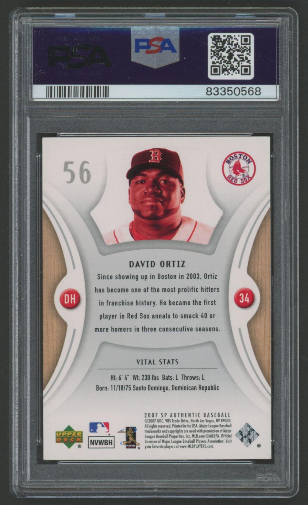 David Ortiz 2007 SP Authentic #56 (PSA 10) at PristineAuction.com David Ortiz 2007 SP Authentic #56 (PSA 10) at PristineAuction.com