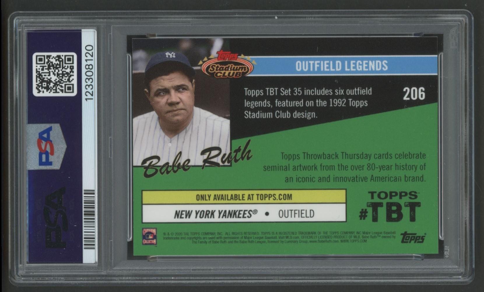 Babe Ruth 2020 Topps Throwback Thursday #206 (PSA 10) at PristineAuction.com Babe Ruth 2020 Topps Throwback Thursday #206 (PSA 10) at PristineAuction.com