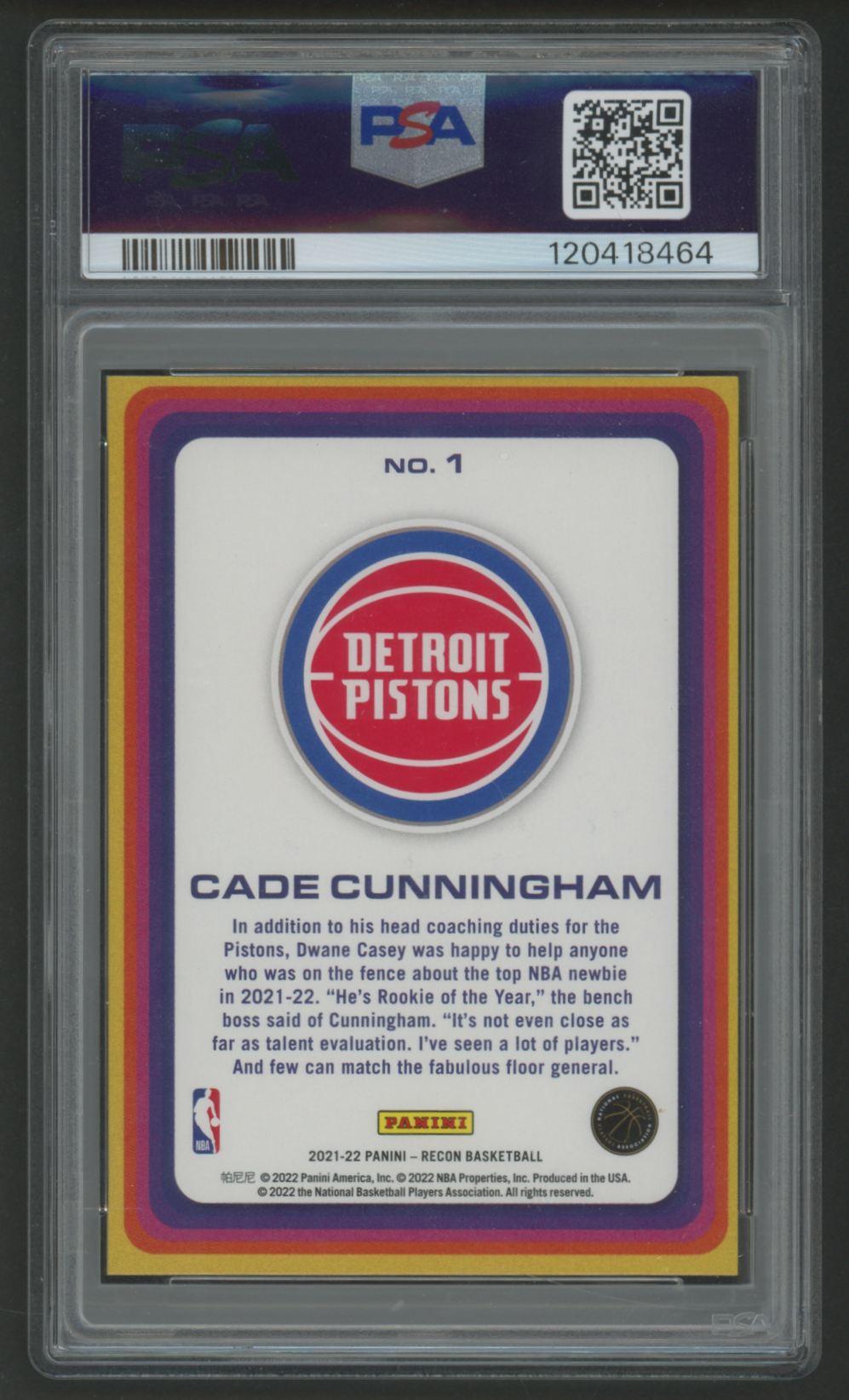 Cade Cunningham 2021 Recon Rookie Recon #1 (PSA 10) at PristineAuction.com Cade Cunningham 2021 Recon Rookie Recon #1 (PSA 10) at PristineAuction.com