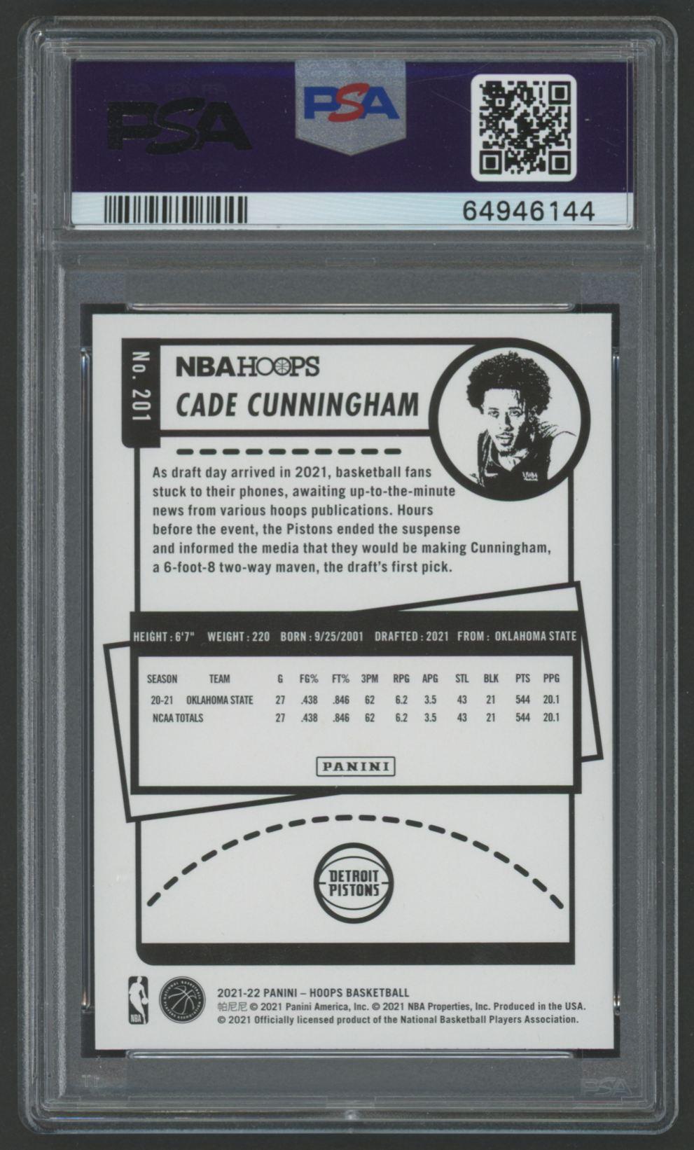 Cade Cunningham 2021 Panini NBA Hoops #201 (PSA 10) at PristineAuction.com Cade Cunningham 2021 Panini NBA Hoops #201 (PSA 10) at PristineAuction.com