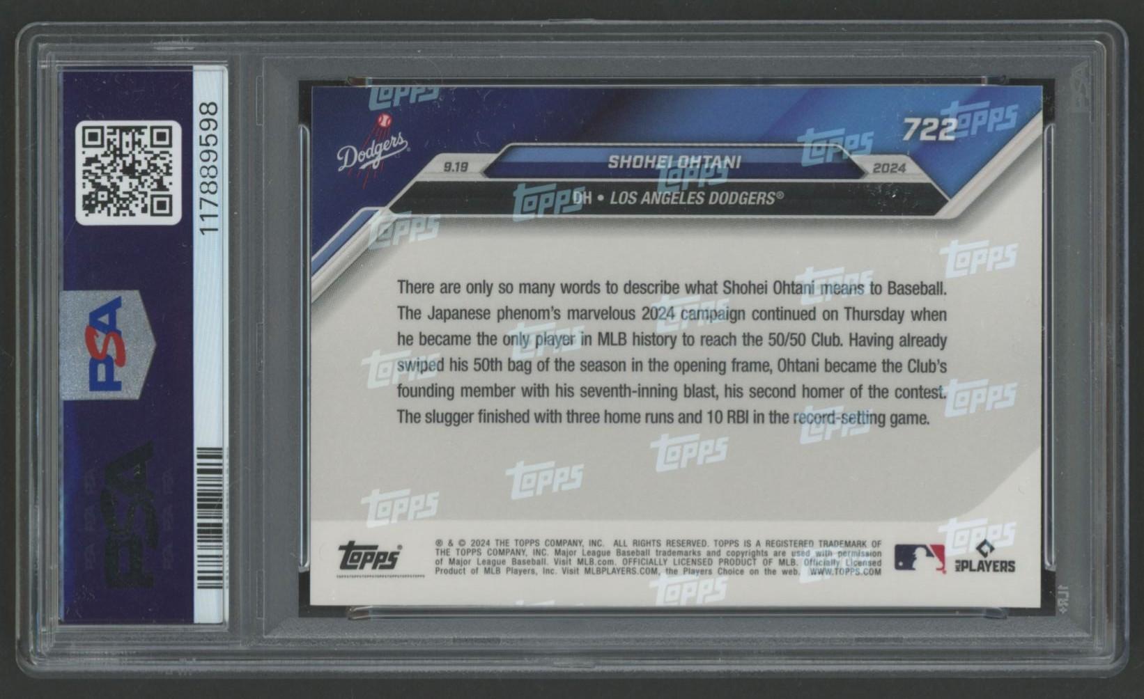 Shohei Ohtani 2024 Topps Now #722 (PSA 10) at PristineAuction.com Shohei Ohtani 2024 Topps Now #722 (PSA 10) at PristineAuction.com