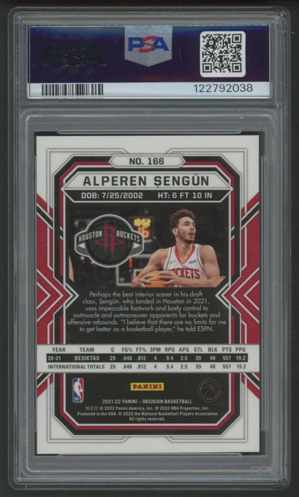 Alperen Sengun 2021 Obsidian #166 RC (PSA 10) at PristineAuction.com Alperen Sengun 2021 Obsidian #166 RC (PSA 10) at PristineAuction.com