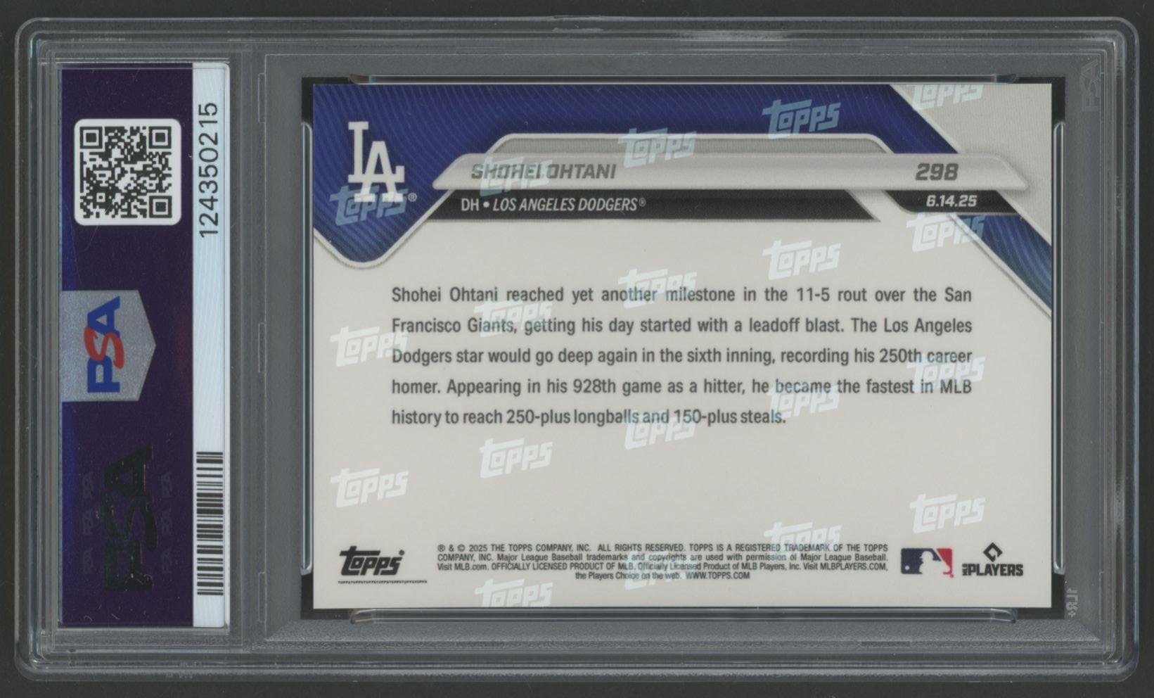 Shohei Ohtani 2025 Topps Now #298 (PSA 10) at PristineAuction.com Shohei Ohtani 2025 Topps Now #298 (PSA 10) at PristineAuction.com
