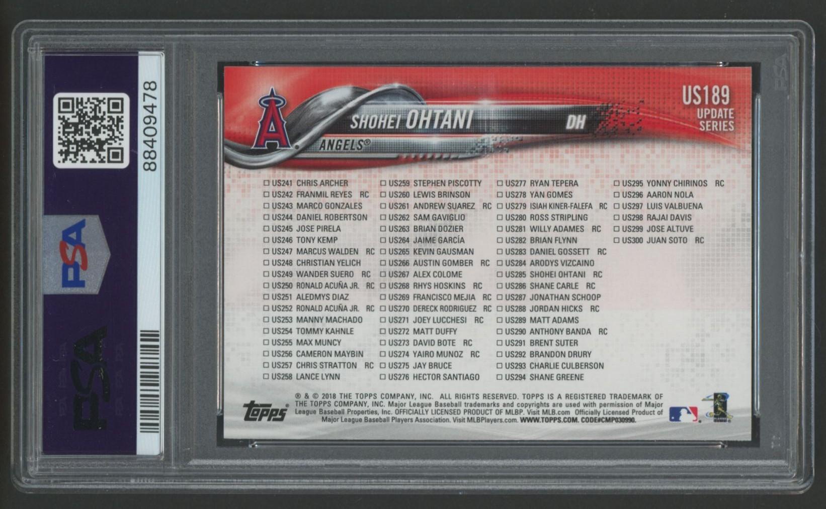 Shohei Ohtani 2018 Topps Update #US189 RC (PSA 9) at PristineAuction.com Shohei Ohtani 2018 Topps Update #US189 RC (PSA 9) at PristineAuction.com