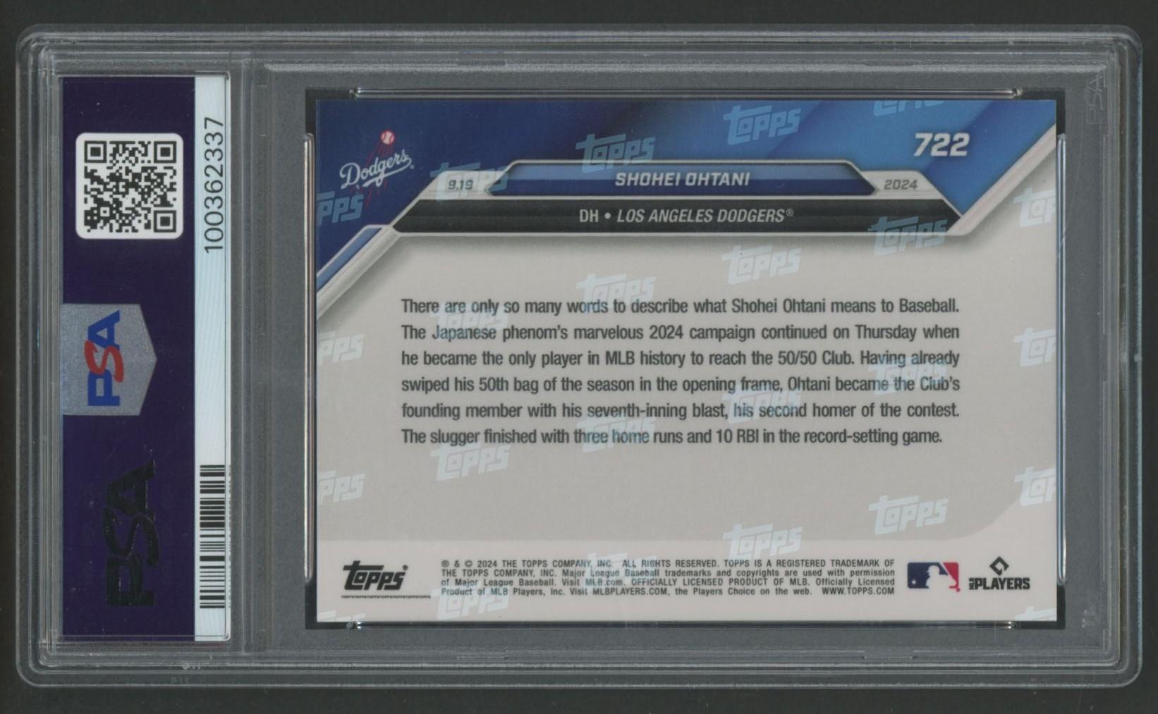 Shohei Ohtani 2024 Topps Now #722 (PSA 10) at PristineAuction.com Shohei Ohtani 2024 Topps Now #722 (PSA 10) at PristineAuction.com