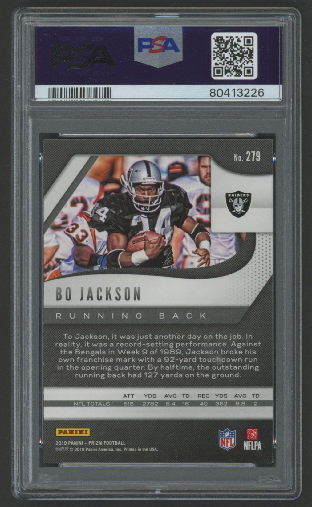 Bo Jackson 2019 Panini Prizm #279 (PSA 10) at PristineAuction.com Bo Jackson 2019 Panini Prizm #279 (PSA 10) at PristineAuction.com