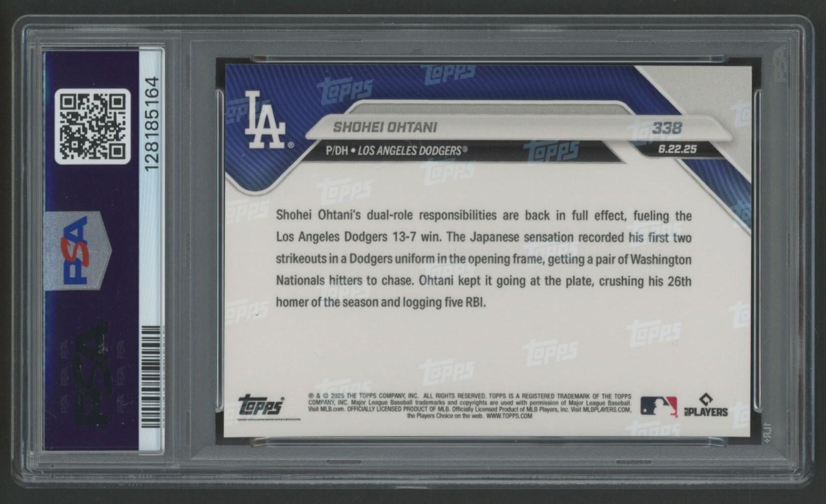 Shohei Ohtani 2025 Topps Now #338 (PSA 10) at PristineAuction.com Shohei Ohtani 2025 Topps Now #338 (PSA 10) at PristineAuction.com