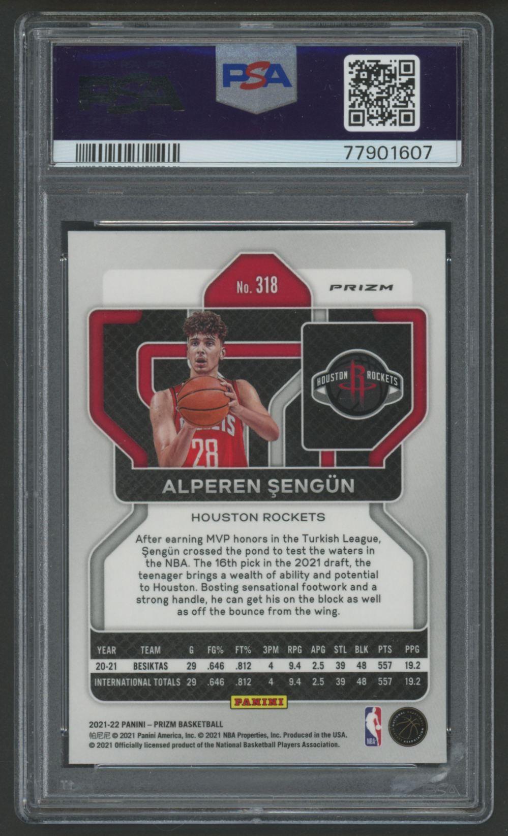 Alperen Sengun 2021-22 Panini Prizm Prizms Hyper #318 RC (PSA 9) at PristineAuction.com Alperen Sengun 2021-22 Panini Prizm Prizms Hyper #318 RC (PSA 9) at PristineAuction.com