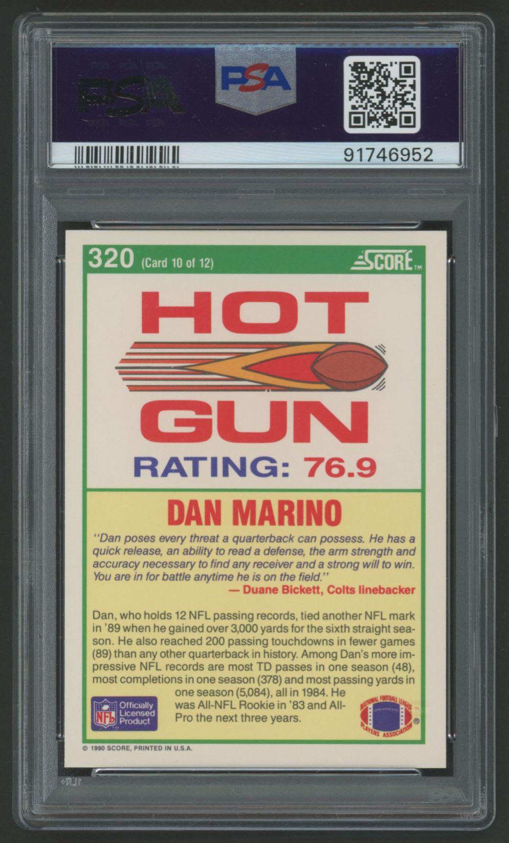 Dan Marino 1990 Score #320 (PSA 10) at PristineAuction.com Dan Marino 1990 Score #320 (PSA 10) at PristineAuction.com