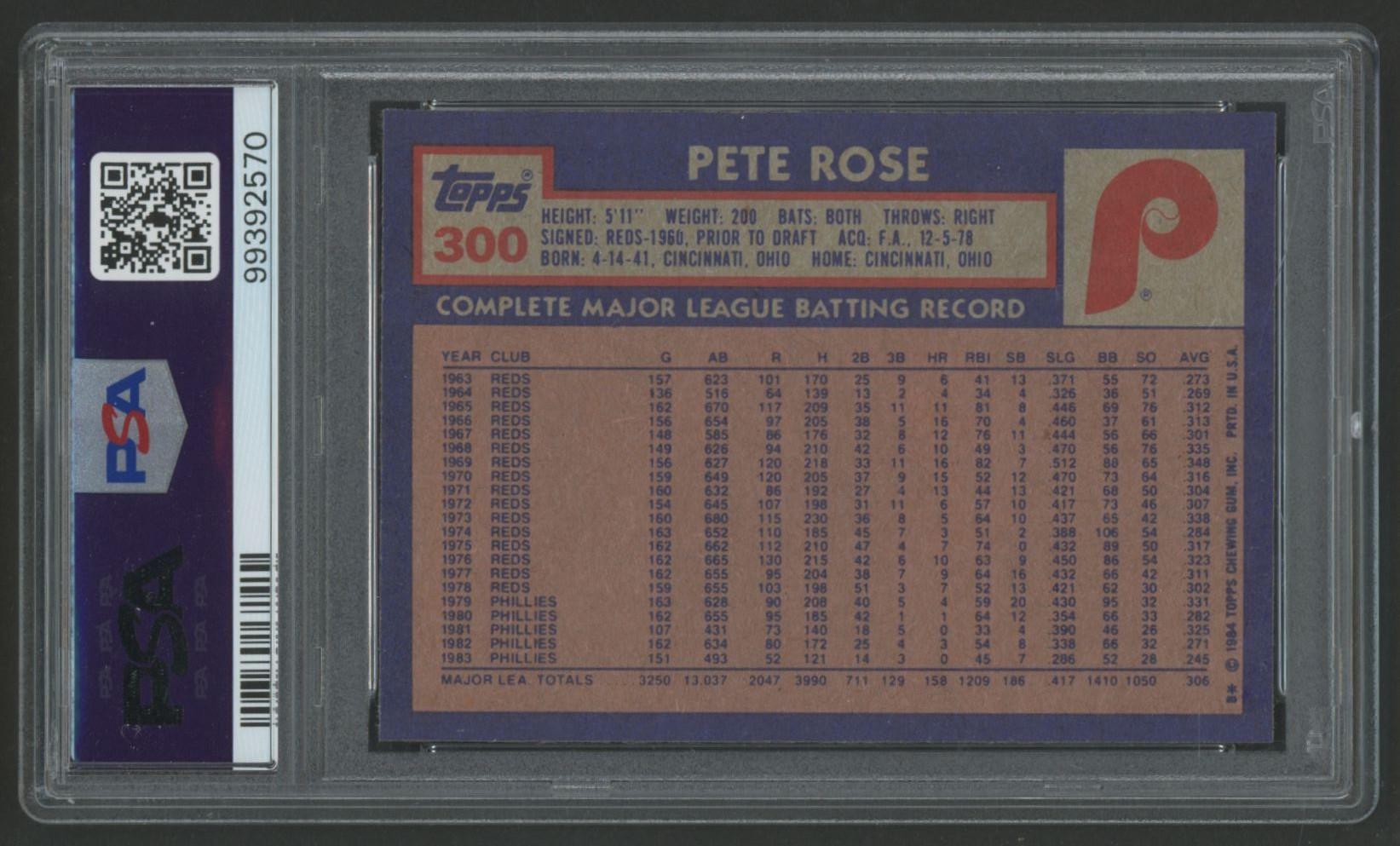 Pete Rose 1984 Topps #300 (PSA 9) at PristineAuction.com Pete Rose 1984 Topps #300 (PSA 9) at PristineAuction.com