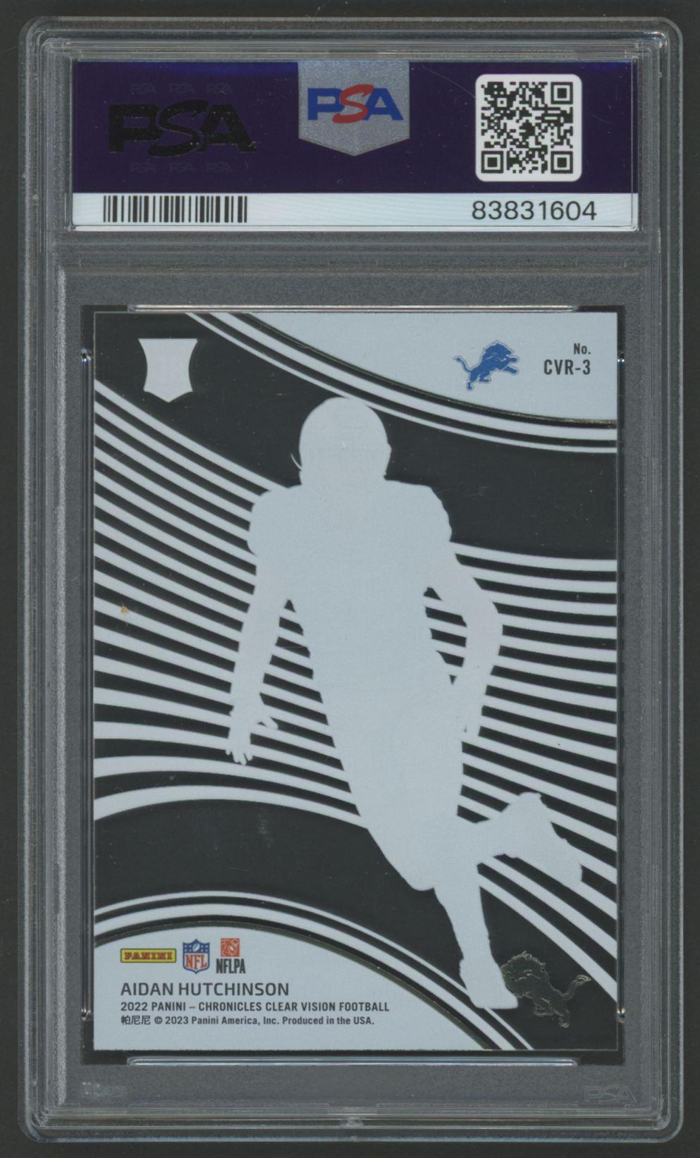 Aidan Hutchinson 2022 Chronicles Clear Vision Rookie #CVR3 (PSA 10) at PristineAuction.com Aidan Hutchinson 2022 Chronicles Clear Vision Rookie #CVR3 (PSA 10) at PristineAuction.com