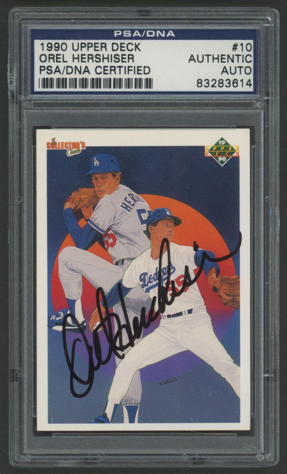 Orel Hershiser Signed 1990 Upper Deck #10 (PSA) at PristineAuction.com Orel Hershiser Signed 1990 Upper Deck #10 (PSA) at PristineAuction.com