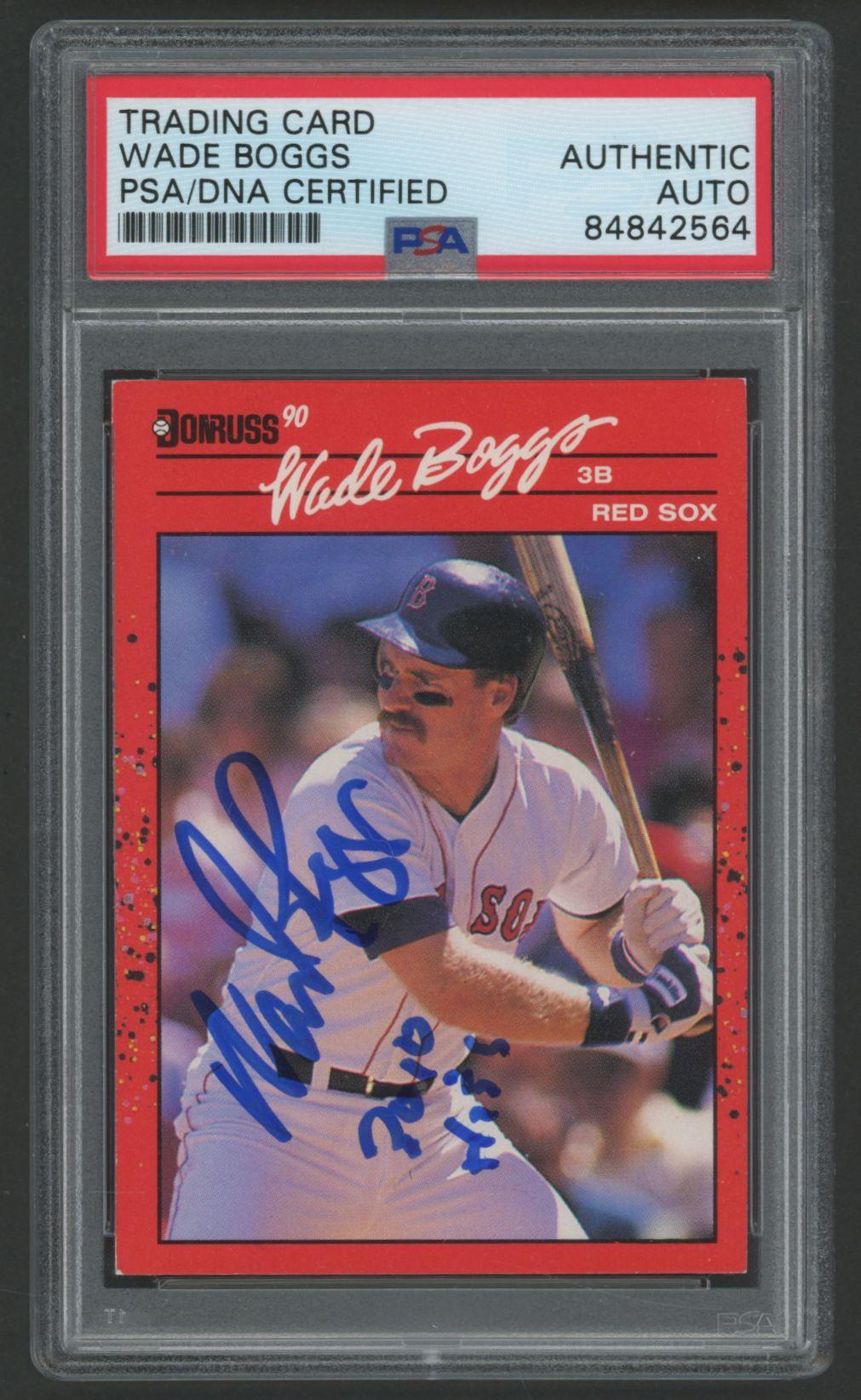 Wade Boggs Signed 1990 Donruss #65 Inscribed "3,010 Hits" (PSA) at PristineAuction.com Wade Boggs Signed 1990 Donruss #65 Inscribed "3,010 Hits" (PSA) at PristineAuction.com