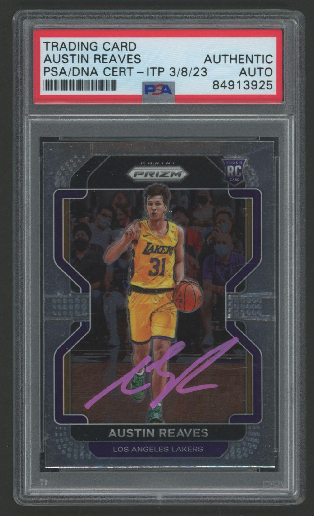 Austin Reaves Signed 2021 Panini Prizm #165 RC (PSA) at PristineAuction.com Austin Reaves Signed 2021 Panini Prizm #165 RC (PSA) at PristineAuction.com