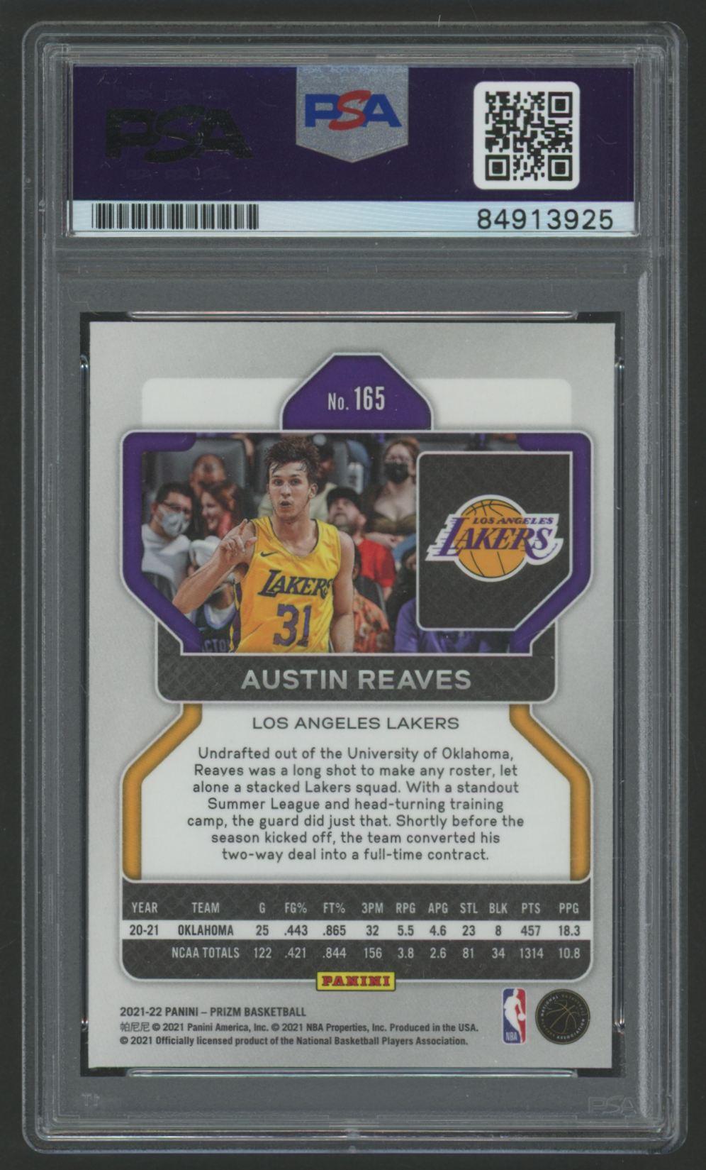 Austin Reaves Signed 2021 Panini Prizm #165 RC (PSA) at PristineAuction.com Austin Reaves Signed 2021 Panini Prizm #165 RC (PSA) at PristineAuction.com