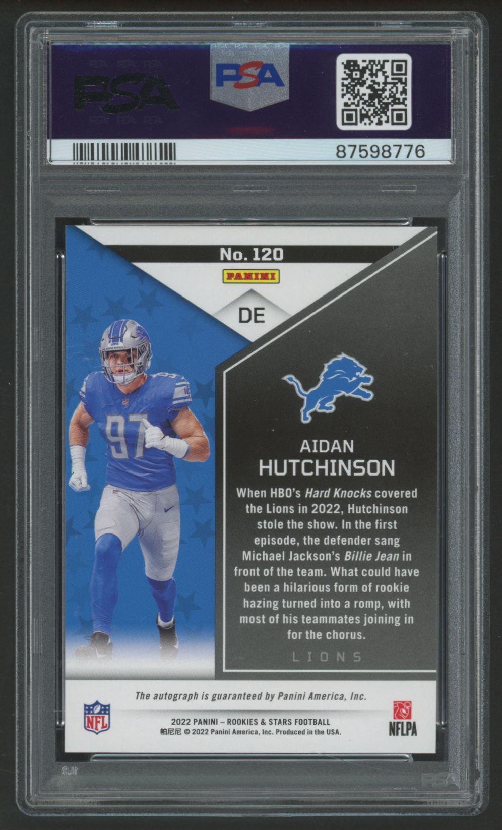 Aidan Hutchinson 2022 Rookies & Stars Signature #120 #96/149 (PSA 9) at PristineAuction.com Aidan Hutchinson 2022 Rookies & Stars Signature #120 #96/149 (PSA 9) at PristineAuction.com