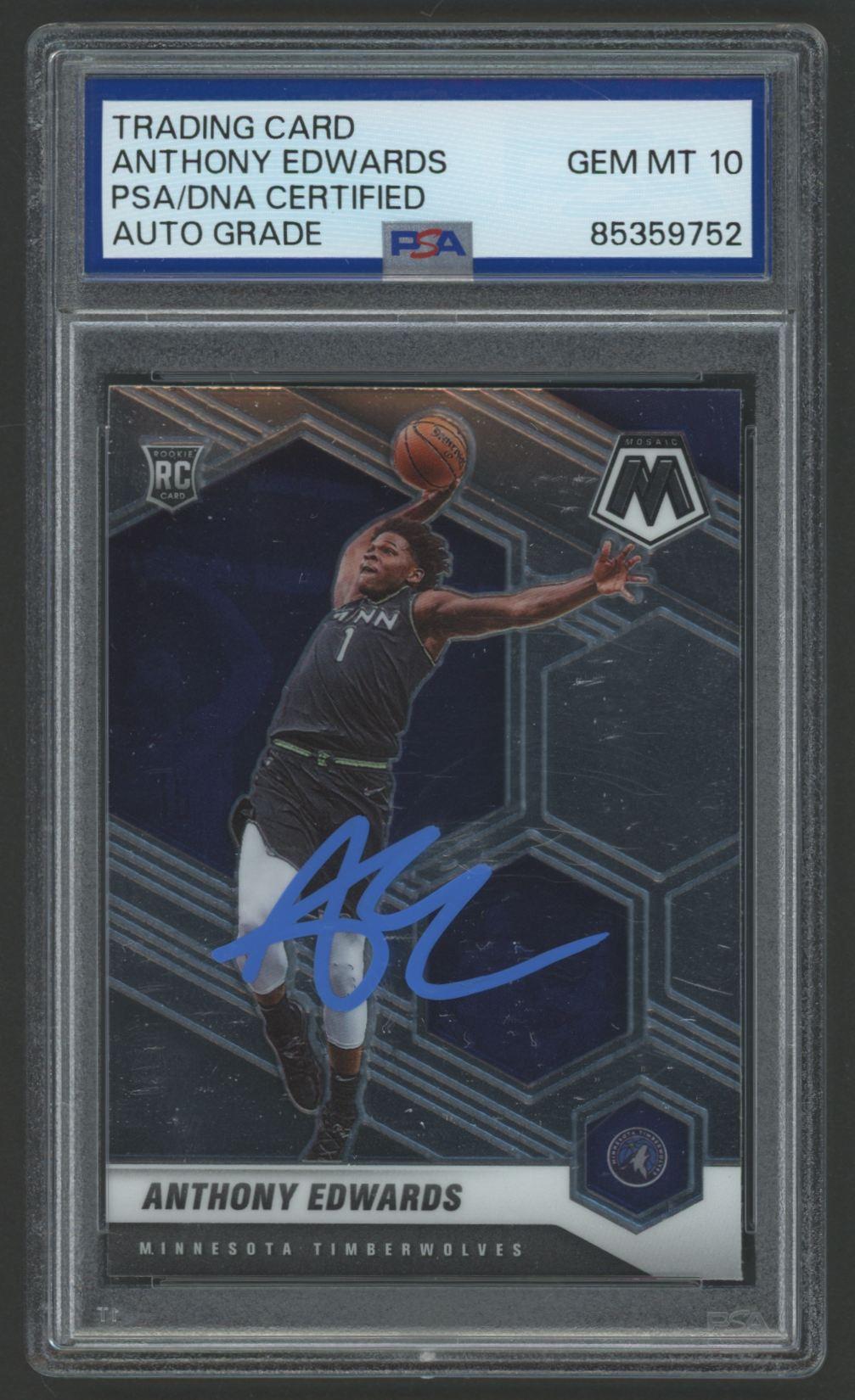 Anthony Edwards Signed 2020 Panini Mosaic #201 RC (PSA | Auto 10) at PristineAuction.com Anthony Edwards Signed 2020 Panini Mosaic #201 RC (PSA | Auto 10) at PristineAuction.com
