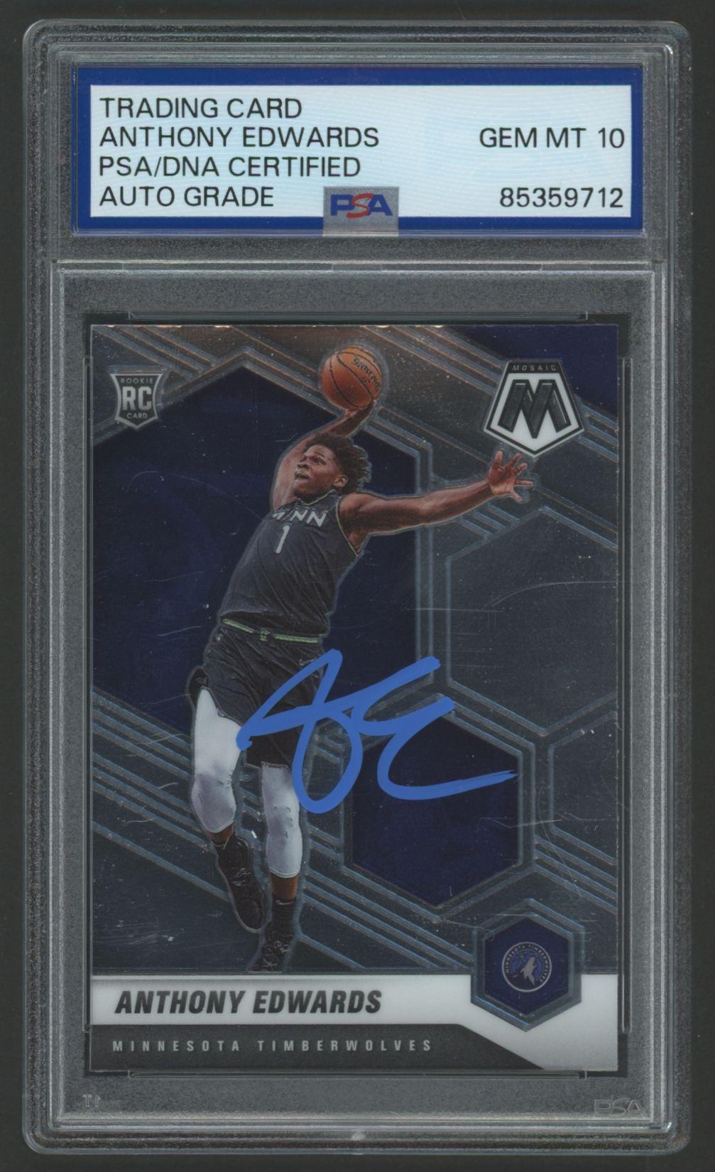 Anthony Edwards Signed 2020 Panini Mosaic #201 RC (PSA | Auto 10) at PristineAuction.com Anthony Edwards Signed 2020 Panini Mosaic #201 RC (PSA | Auto 10) at PristineAuction.com