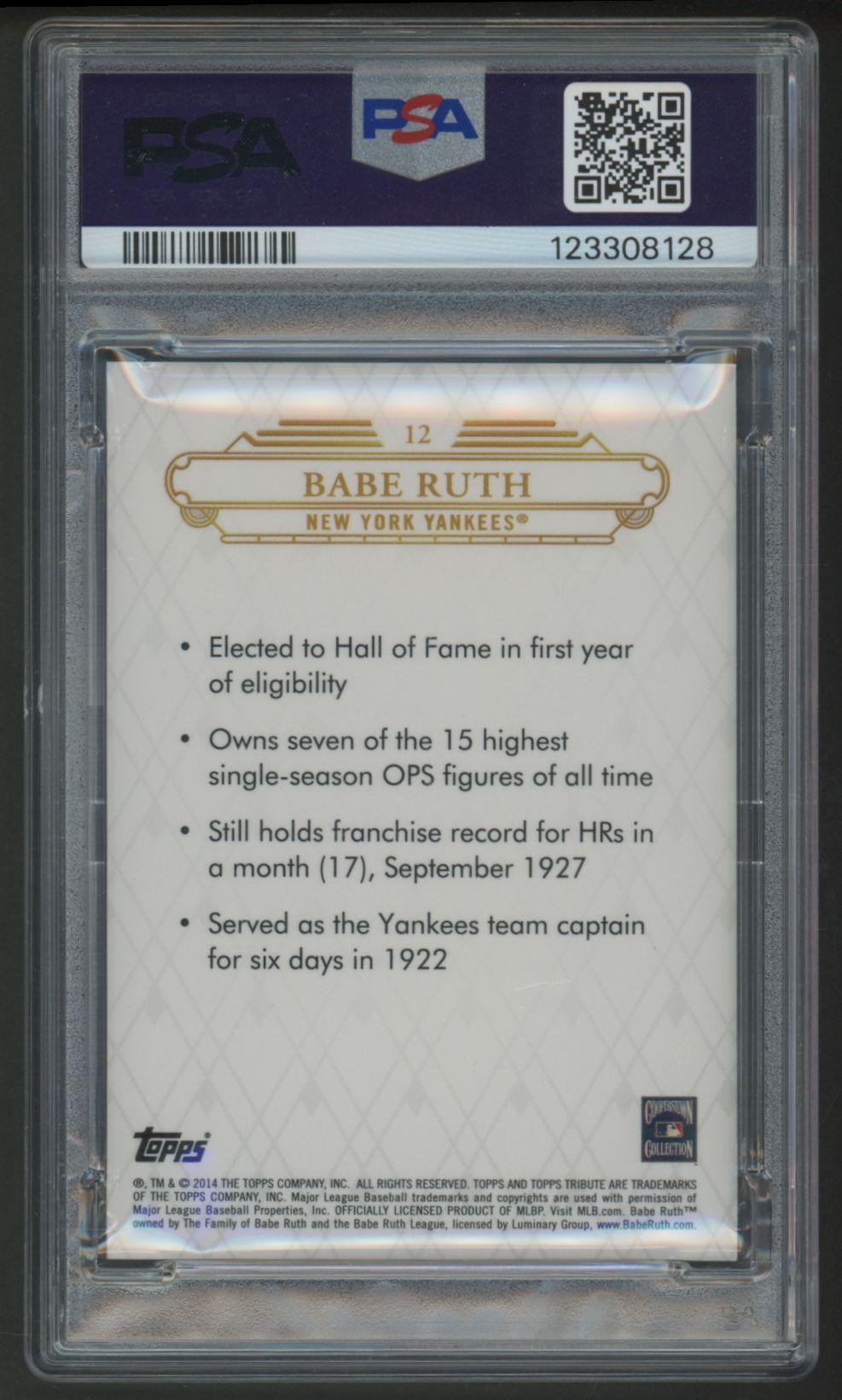 Babe Ruth 2014 Topps Tribute #12 (PSA 10) at PristineAuction.com Babe Ruth 2014 Topps Tribute #12 (PSA 10) at PristineAuction.com