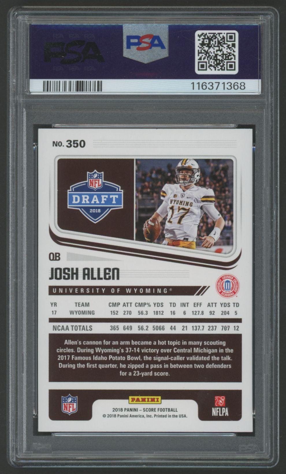 Josh Allen 2018 Score #350 (PSA 10) at PristineAuction.com Josh Allen 2018 Score #350 (PSA 10) at PristineAuction.com