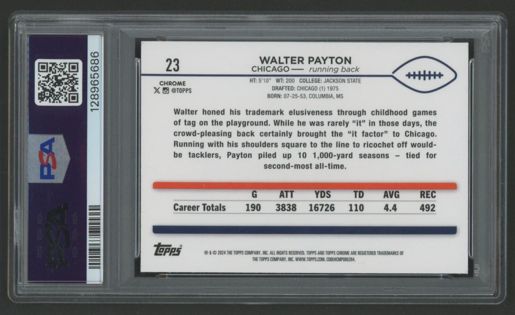 Walter Payton 2024 Topps Chrome X-Fractor #23 (PSA 10) at PristineAuction.com Walter Payton 2024 Topps Chrome X-Fractor #23 (PSA 10) at PristineAuction.com