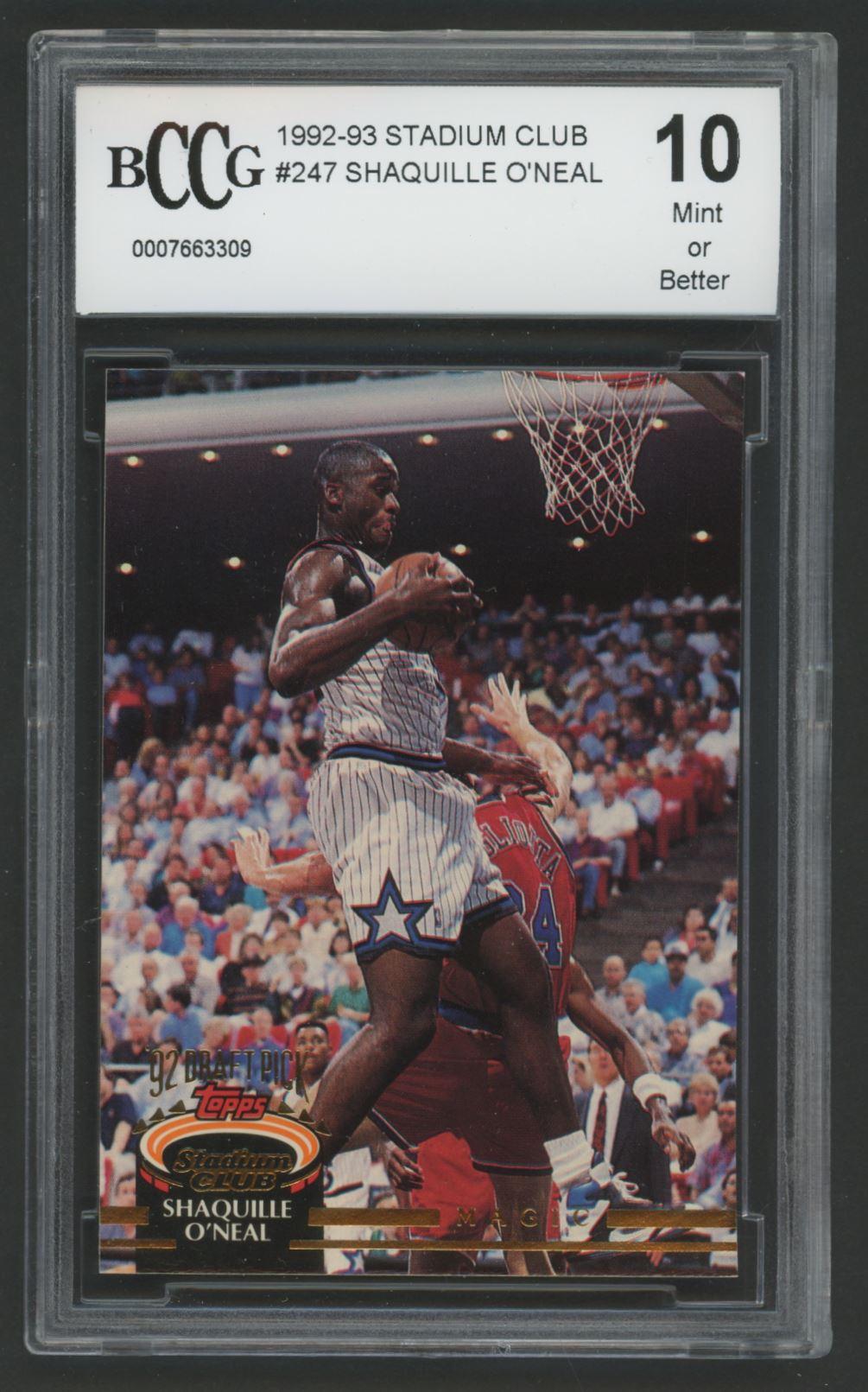 Shaquille O'Neal 1992 Topps Stadium Club #247 RC (BCCG 10) at PristineAuction.com Shaquille O'Neal 1992 Topps Stadium Club #247 RC (BCCG 10) at PristineAuction.com
