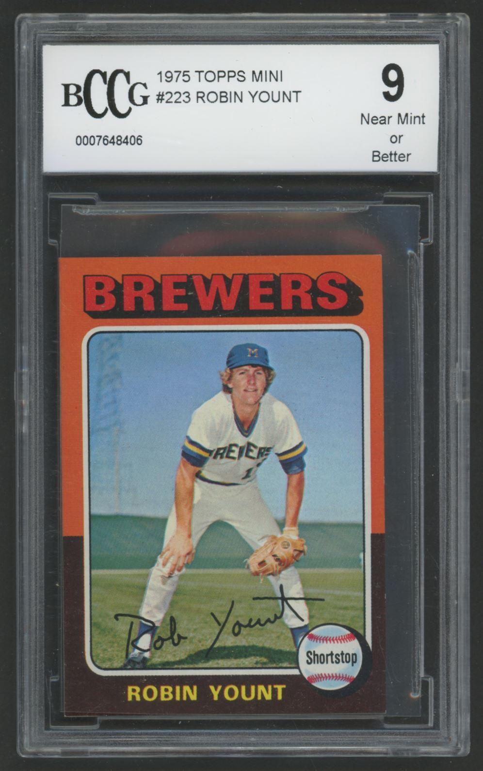 Robin Yount 1975 Topps Mini #223 RC (BCCG 9) at PristineAuction.com Robin Yount 1975 Topps Mini #223 RC (BCCG 9) at PristineAuction.com