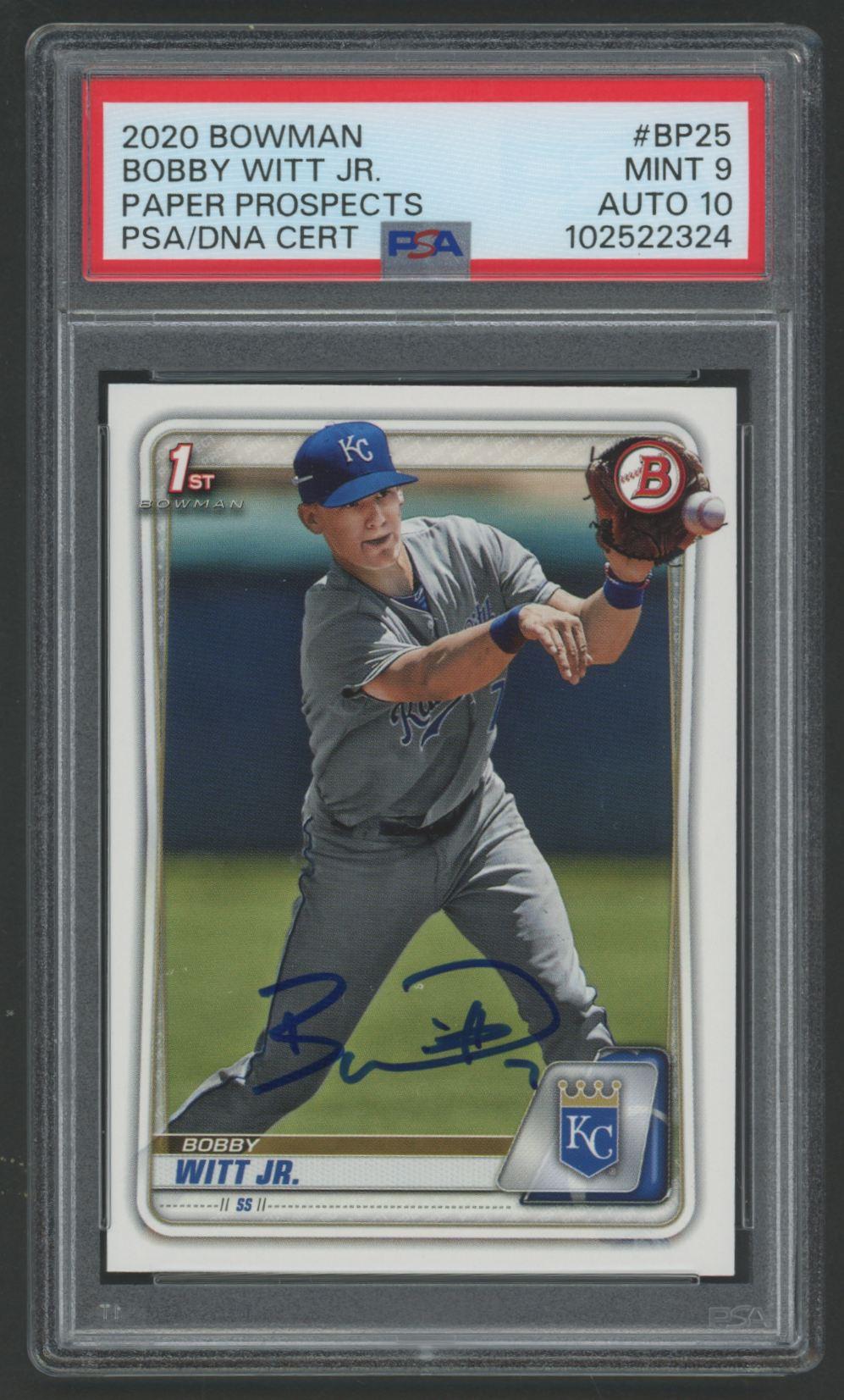 Bobby Witt Jr. Signed 2020 Bowman Prospects #BP25 (PSA 9 | Auto 10) at PristineAuction.com Bobby Witt Jr. Signed 2020 Bowman Prospects #BP25 (PSA 9 | Auto 10) at PristineAuction.com