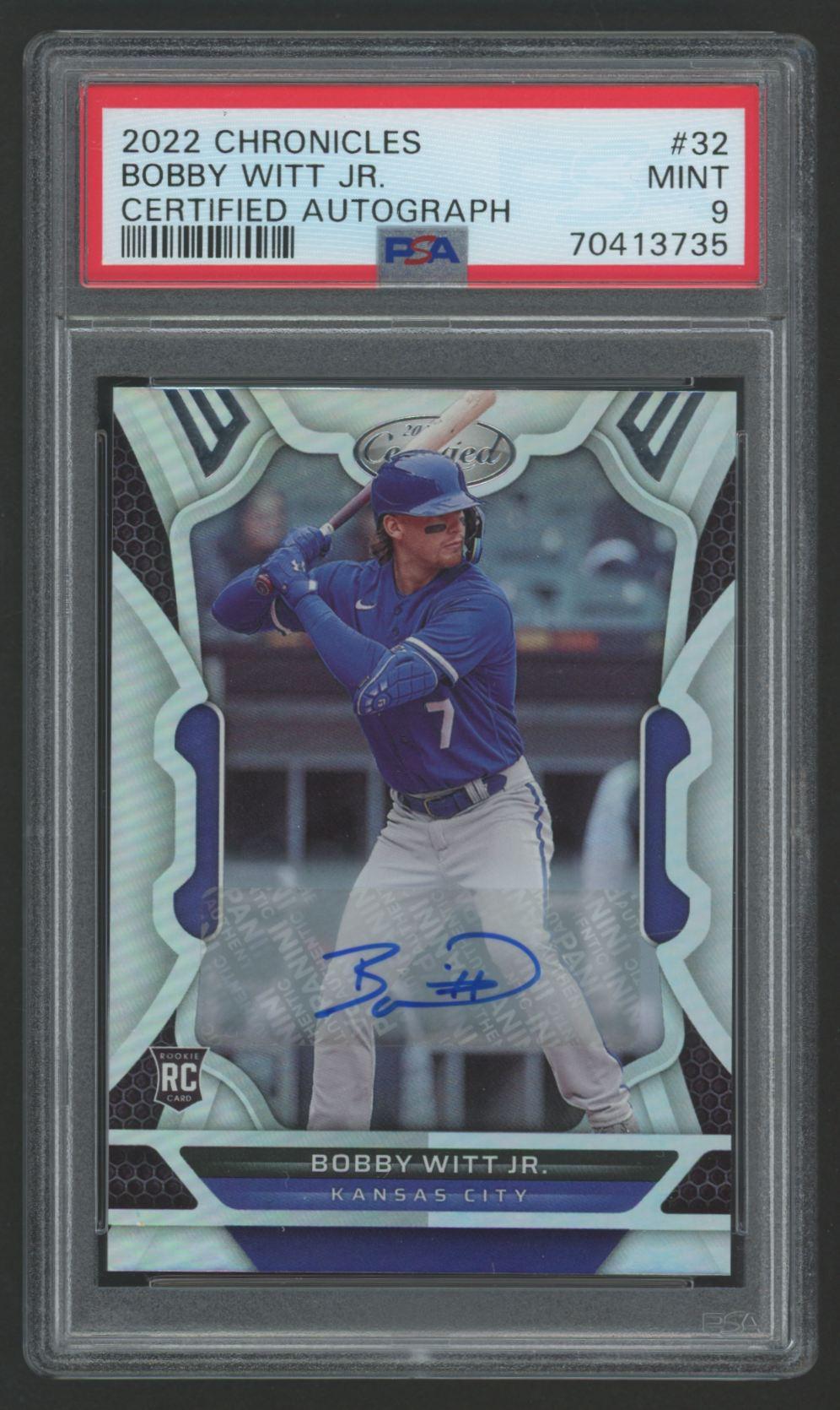 Bobby Witt Jr. 2022 Chronicles Certified Autograph #32 RC (PSA 9) at PristineAuction.com Bobby Witt Jr. 2022 Chronicles Certified Autograph #32 RC (PSA 9) at PristineAuction.com