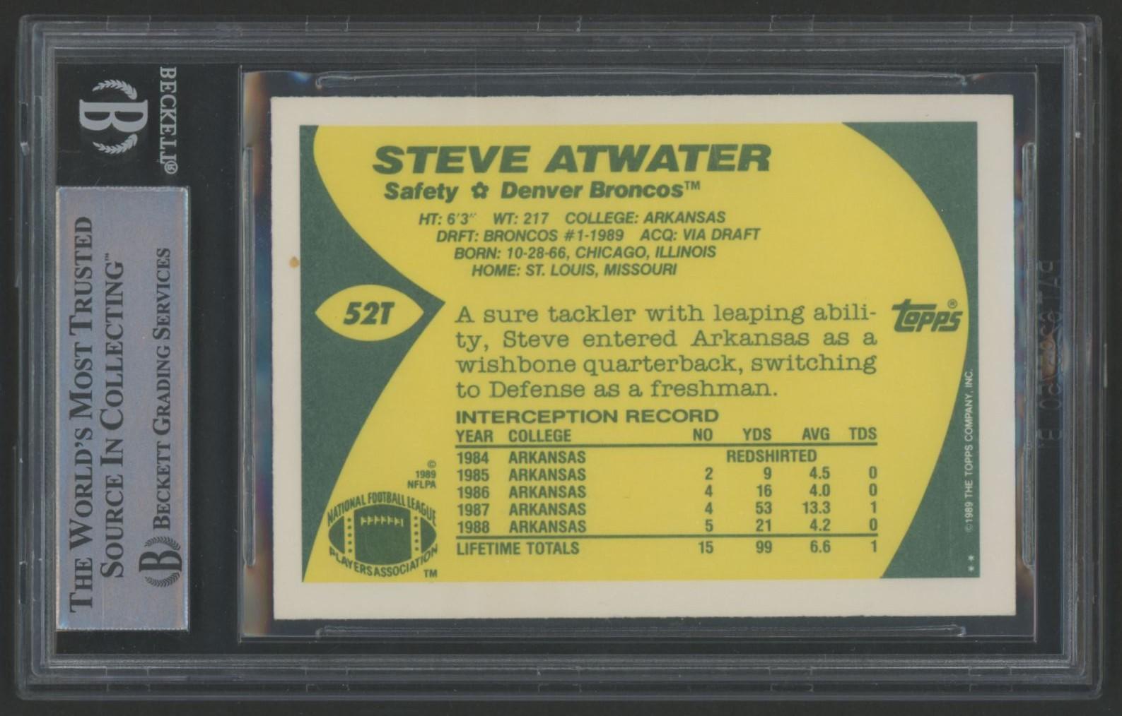 Steve Atwater Signed 1989 Topps Traded #52T (BGS) at PristineAuction.com Steve Atwater Signed 1989 Topps Traded #52T (BGS) at PristineAuction.com
