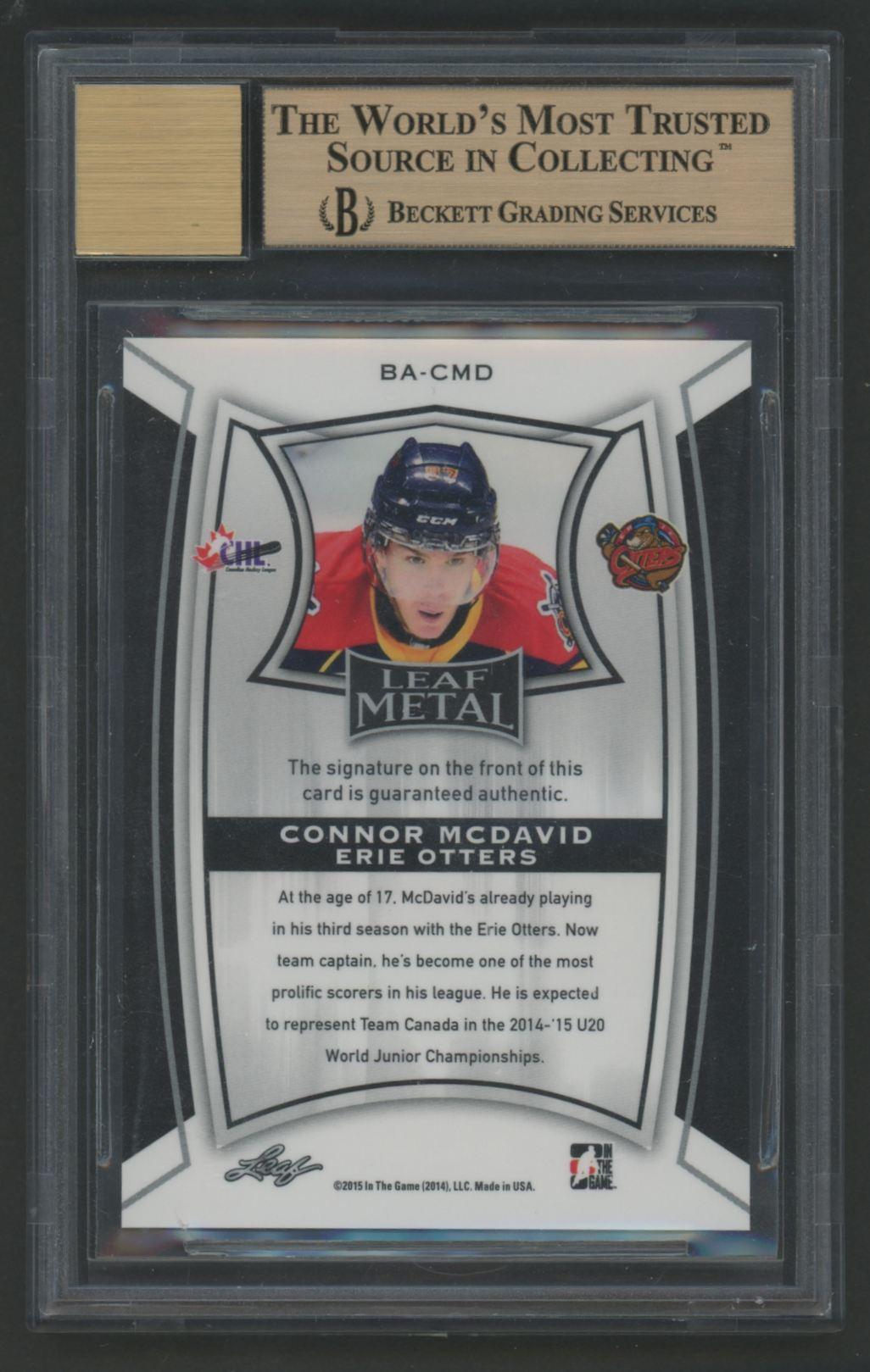 Connor McDavid 2014-15 ITG Leaf Metal #BACMD RC (BGS 9.5 | Auto 10) at PristineAuction.com Connor McDavid 2014-15 ITG Leaf Metal #BACMD RC (BGS 9.5 | Auto 10) at PristineAuction.com
