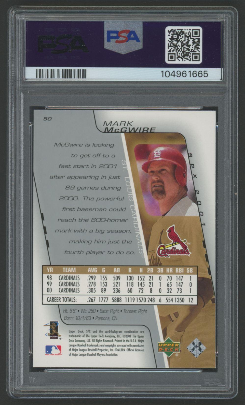 Mark McGwire 2001 SPx #50 (PSA 10) at PristineAuction.com Mark McGwire 2001 SPx #50 (PSA 10) at PristineAuction.com