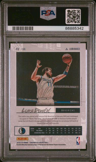 Luka Doncic 2018-19 Panini Chronicles Luminance #166 RC (PSA 9) at PristineAuction.com Luka Doncic 2018-19 Panini Chronicles Luminance #166 RC (PSA 9) at PristineAuction.com