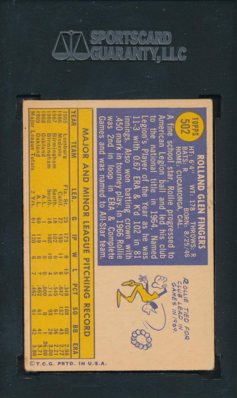 Rollie Fingers Signed 1970 Topps #502 (SGC) at PristineAuction.com Rollie Fingers Signed 1970 Topps #502 (SGC) at PristineAuction.com