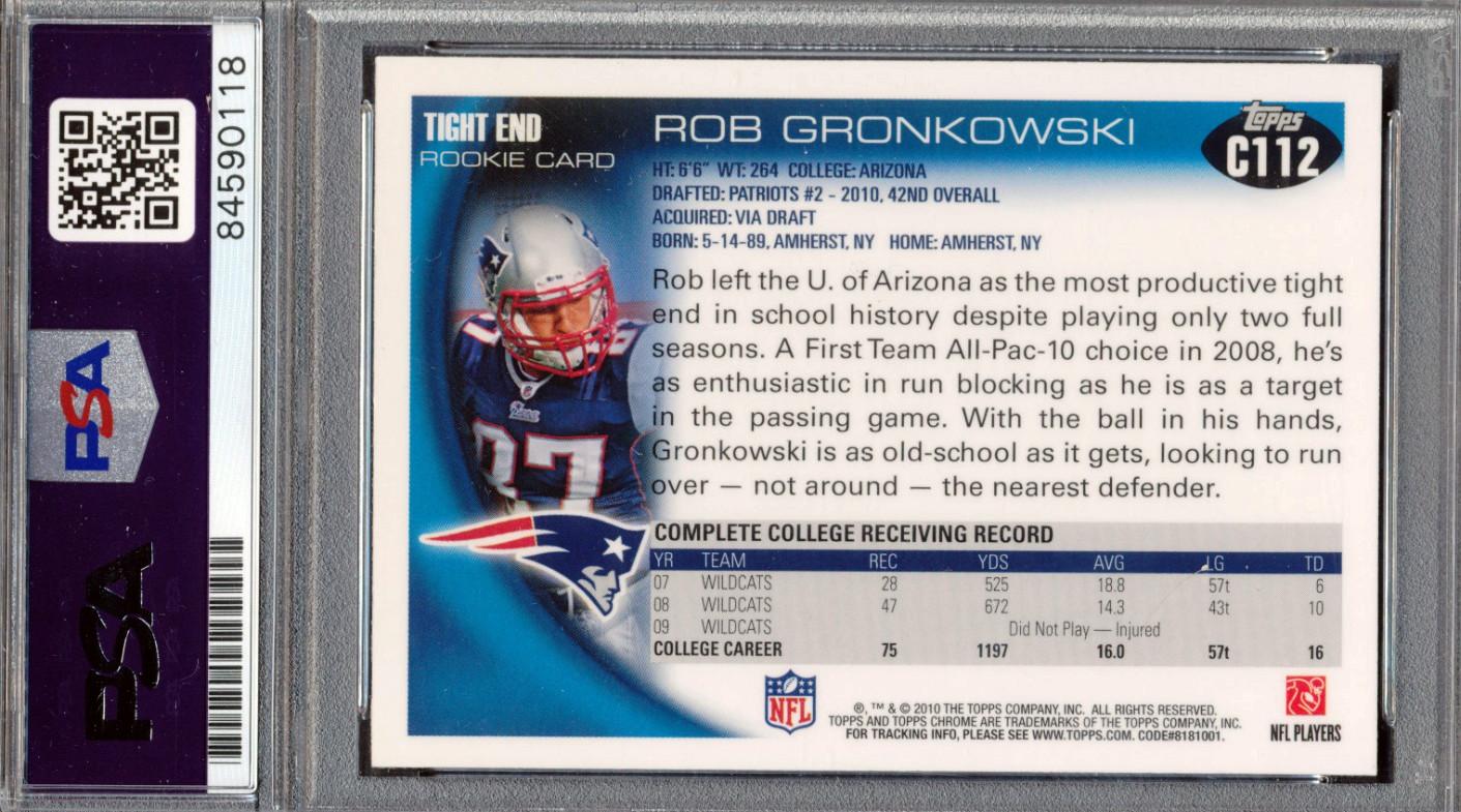 Rob Gronkowski Signed 2010 Topps Chrome #C112A RC (PSA | Autograph Graded 10) at PristineAuction.com Rob Gronkowski Signed 2010 Topps Chrome #C112A RC (PSA | Autograph Graded 10) at PristineAuction.com