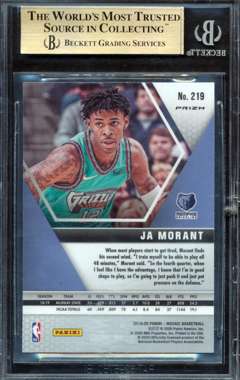 Ja Morant 2019-20 Panini Mosaic Mosaic Pink Camo #219 RC (BGS 9.5) at PristineAuction.com Ja Morant 2019-20 Panini Mosaic Mosaic Pink Camo #219 RC (BGS 9.5) at PristineAuction.com