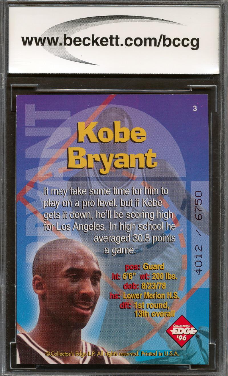 Kobe Bryant 1996 Collector's Edge Radical Recruits #3 #4012/6750 (BCCG 10) at PristineAuction.com Kobe Bryant 1996 Collector's Edge Radical Recruits #3 #4012/6750 (BCCG 10) at PristineAuction.com