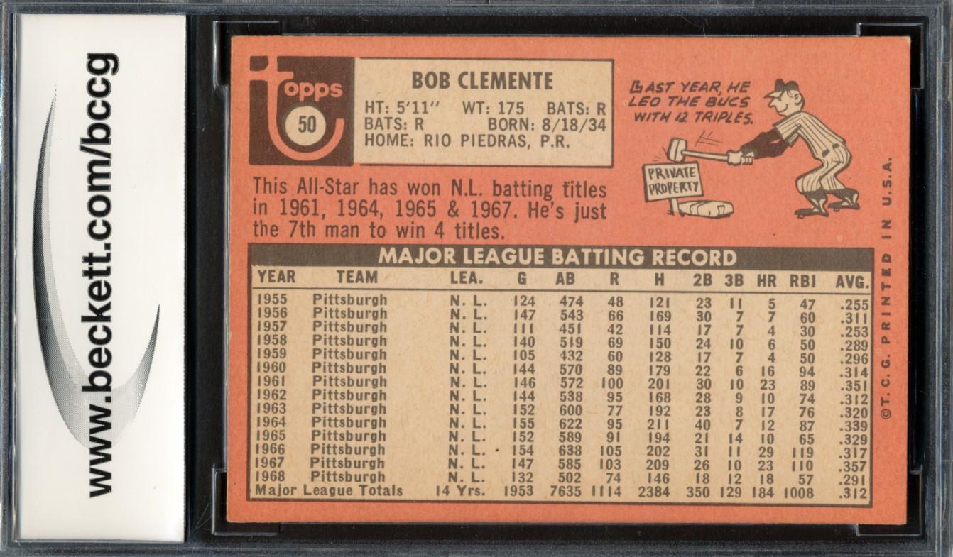 Roberto Clemente 1969 Topps #50 (BCCG 8) at PristineAuction.com Roberto Clemente 1969 Topps #50 (BCCG 8) at PristineAuction.com