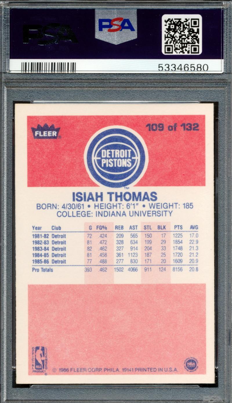 Isiah Thomas Signed 1986-87 Fleer #109 RC (PSA 6) at PristineAuction.com Isiah Thomas Signed 1986-87 Fleer #109 RC (PSA 6) at PristineAuction.com
