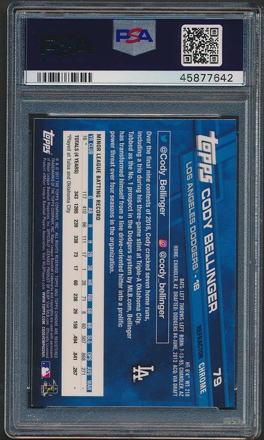 Cody Bellinger 2017 Topps Chrome Pink Refractors #79 (PSA 9) at PristineAuction.com Cody Bellinger 2017 Topps Chrome Pink Refractors #79 (PSA 9) at PristineAuction.com