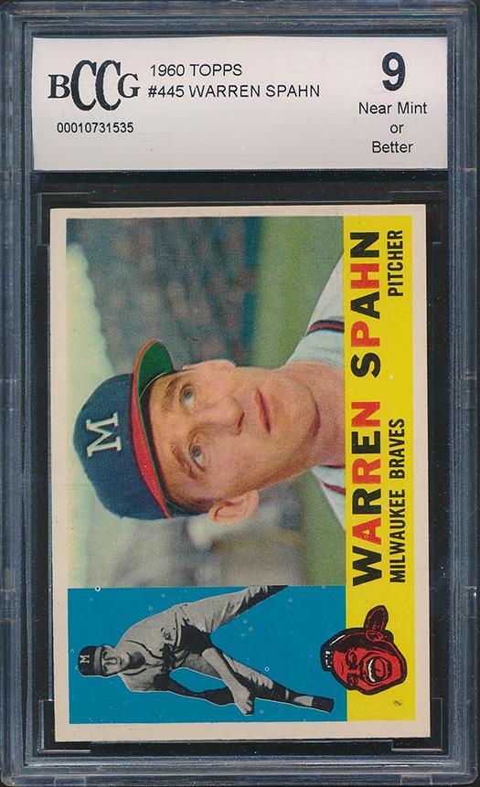 Warren Spahn 1960 Topps #445 (BCCG 9) at PristineAuction.com Warren Spahn 1960 Topps #445 (BCCG 9) at PristineAuction.com