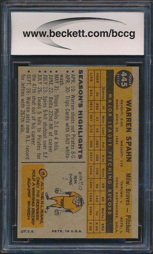 Warren Spahn 1960 Topps #445 (BCCG 9) at PristineAuction.com Warren Spahn 1960 Topps #445 (BCCG 9) at PristineAuction.com